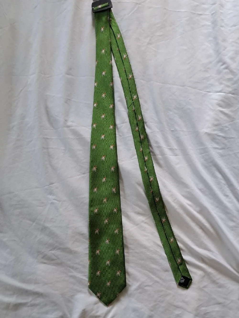 J. Crew 100% Silk‎ Tie with Embroidered Terrier Dog Motif